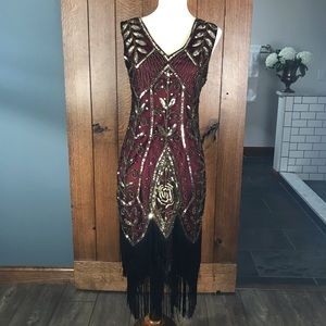 Gatsby 1920's Flapper Fringe Costume Dress